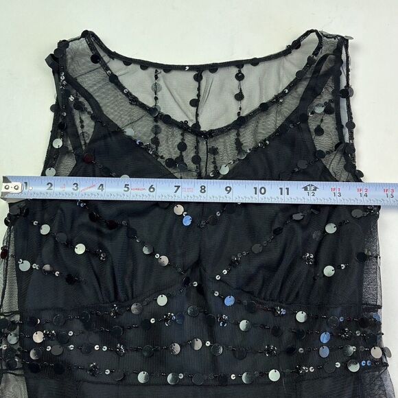 Garnet Hill Silk Beaded sheer Y2K Dress 2P Whimsigoth Fairy Sequin festival - Picture 12 of 14